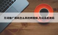 万词推广源码怎么弄的啊视频,万词系统源码